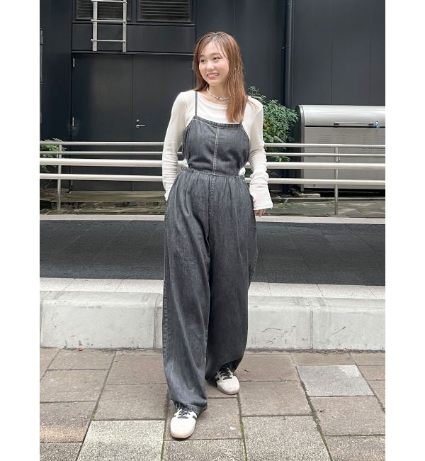 Ungrid「サイドオープンデニムサロペット」|オールインワン|
