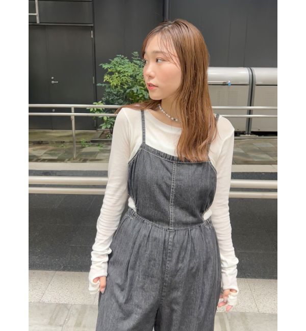 Ungrid「サイドオープンデニムサロペット」|オールインワン|
