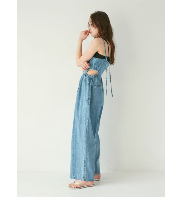 Ungrid「サイドオープンデニムサロペット」|オールインワン|