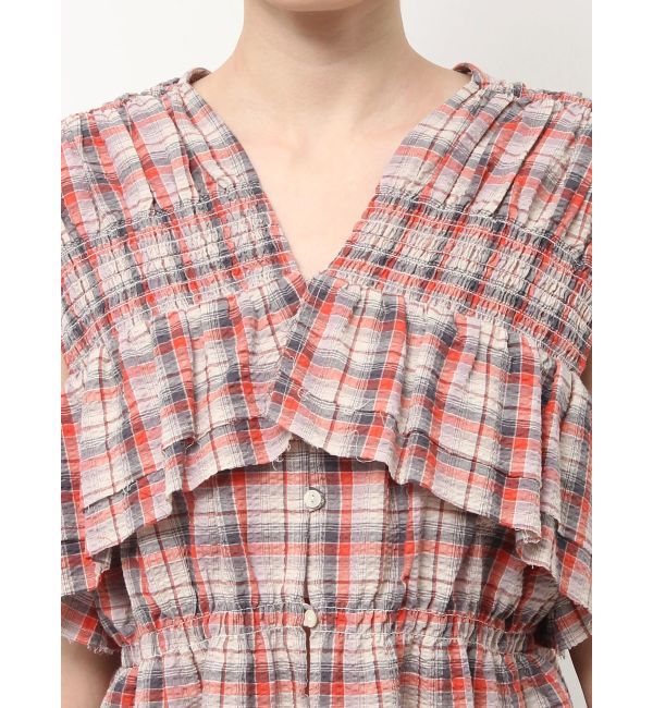 Ungrid「【WEB限定】フリルデザインチェックブラウス」|シャツ・ブラウス|