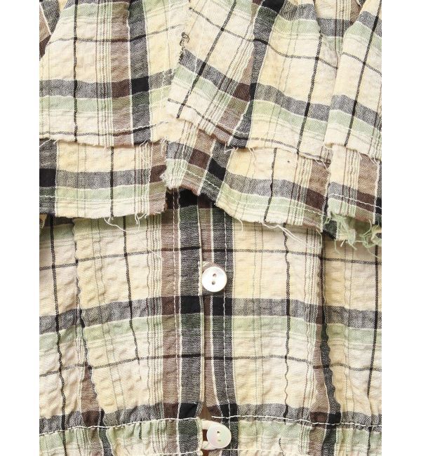 Ungrid「【WEB限定】フリルデザインチェックブラウス」|シャツ・ブラウス|