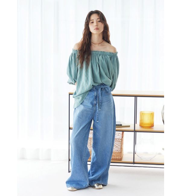 Ungrid「ウエストベルトデザインデニム」|デニム|