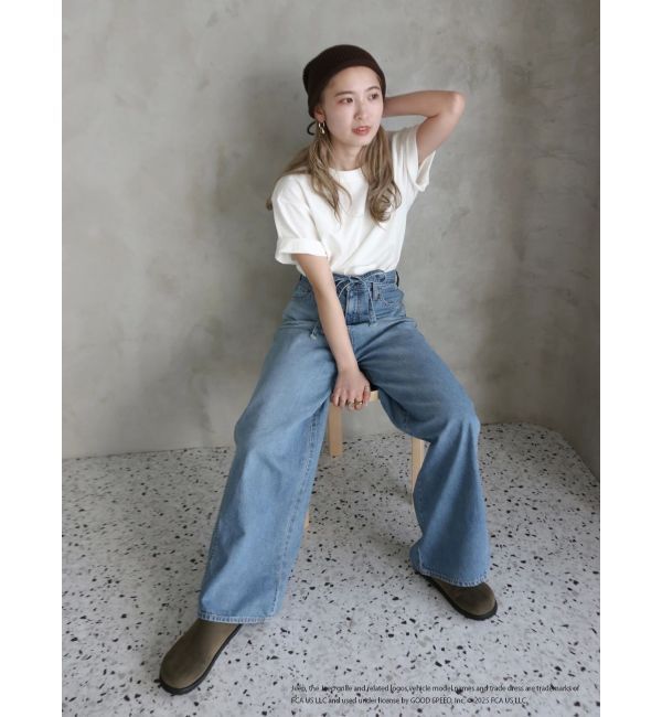 Ungrid「ウエストベルトデザインデニム」|デニム|