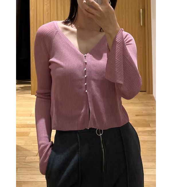 LAGUNAMOON「ミニパールボタンショートニットカーディガン」|カーディガン|