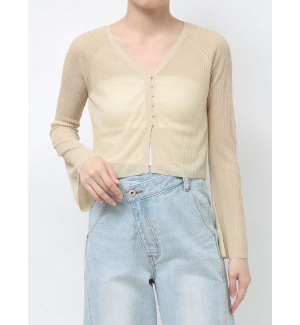 LAGUNAMOON「ミニパールボタンショートニットカーディガン」|カーディガン|