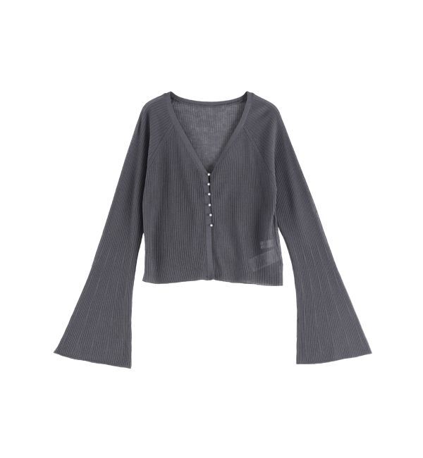 LAGUNAMOON「ミニパールボタンショートニットカーディガン」|カーディガン|チャコールグレー