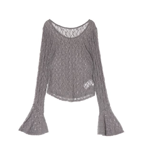 LAGUNAMOON「2WAYストレッチレーストップス」|Tシャツ・カットソー|チャコールグレー