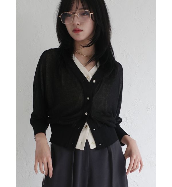 LAGUNAMOON「2WAYラメシアーニットカーディガン」|カーディガン|