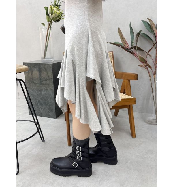 EVRIS「レースドッキングアシンメトリーミニワンピース」|ワンピース|