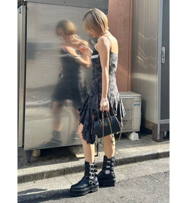 EVRIS「レースドッキングアシンメトリーミニワンピース」|ワンピース|