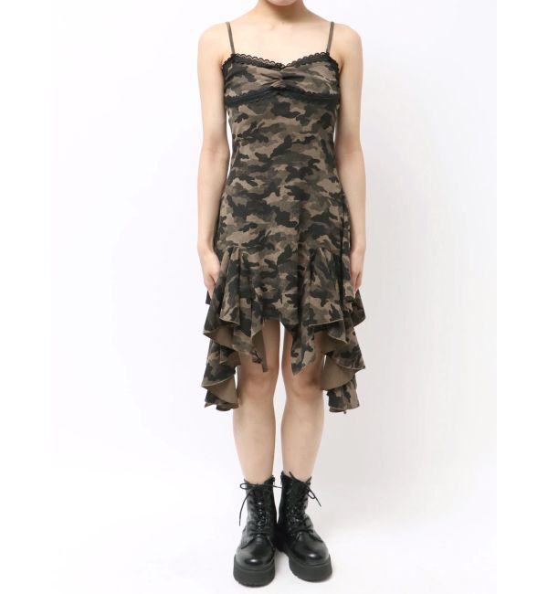 EVRIS「レースドッキングアシンメトリーミニワンピース」|ワンピース|