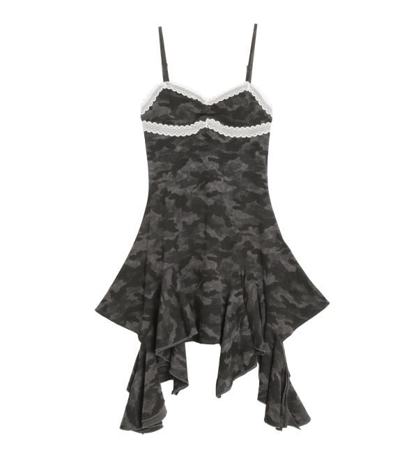 EVRIS「レースドッキングアシンメトリーミニワンピース」|ワンピース|