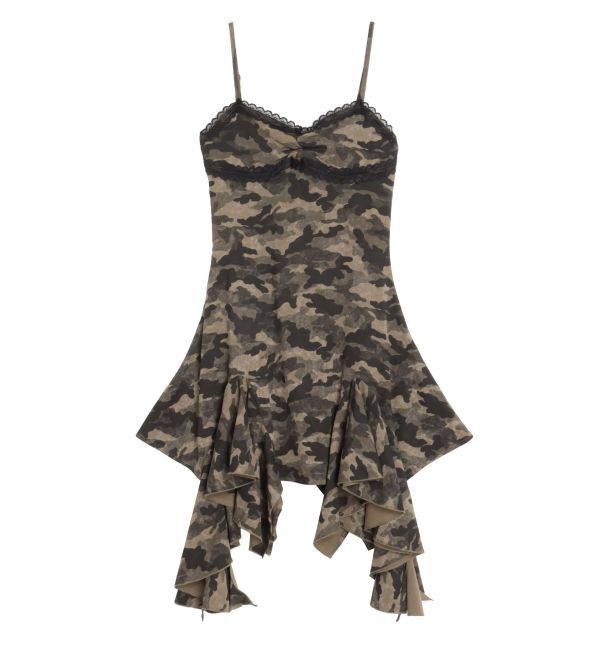 EVRIS「レースドッキングアシンメトリーミニワンピース」|ワンピース|