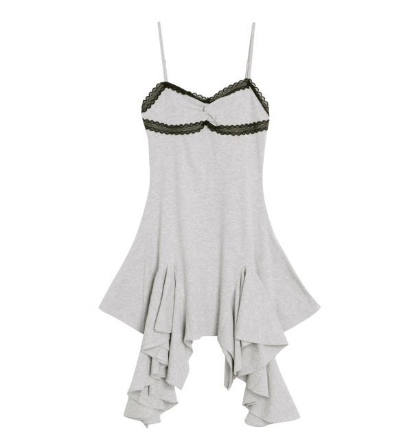 EVRIS「レースドッキングアシンメトリーミニワンピース」|ワンピース|