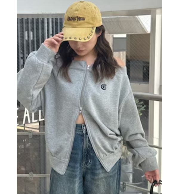 EVRIS「ジップアップオフショルトップス【セットアップ着用可能】」|パーカー|