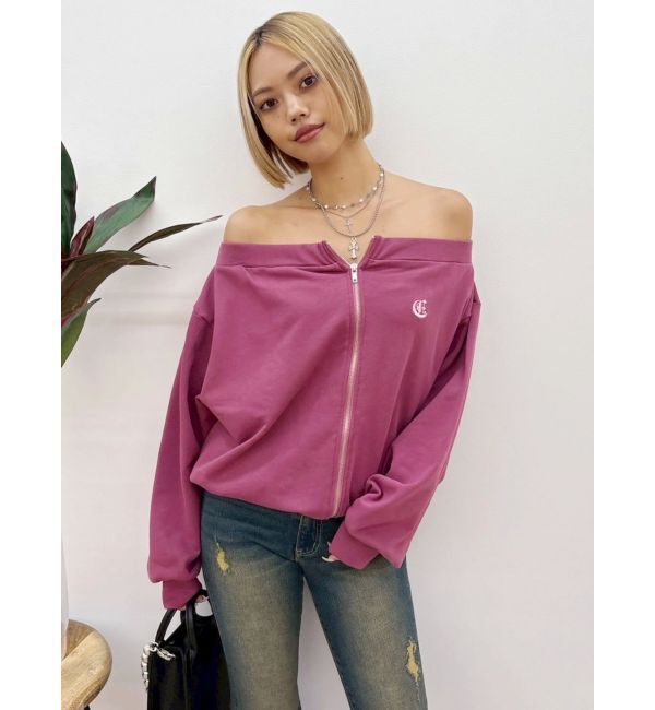 EVRIS「ジップアップオフショルトップス【セットアップ着用可能】」|パーカー|