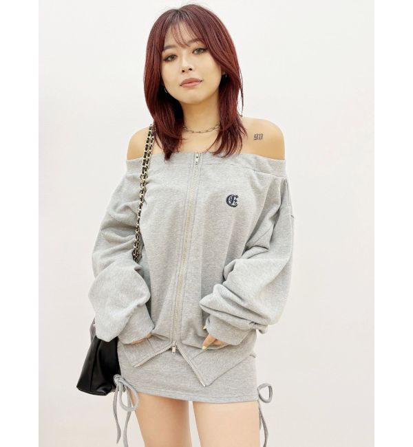 EVRIS「ジップアップオフショルトップス【セットアップ着用可能】」|パーカー|