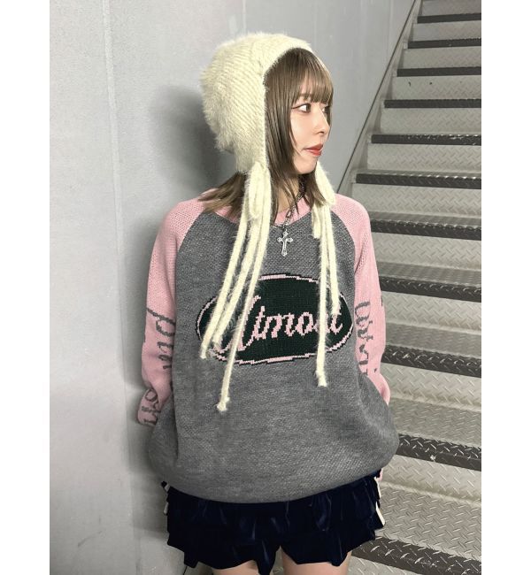 jouetie「ラグランロゴルーズニット」|ニット・セーター|グレー