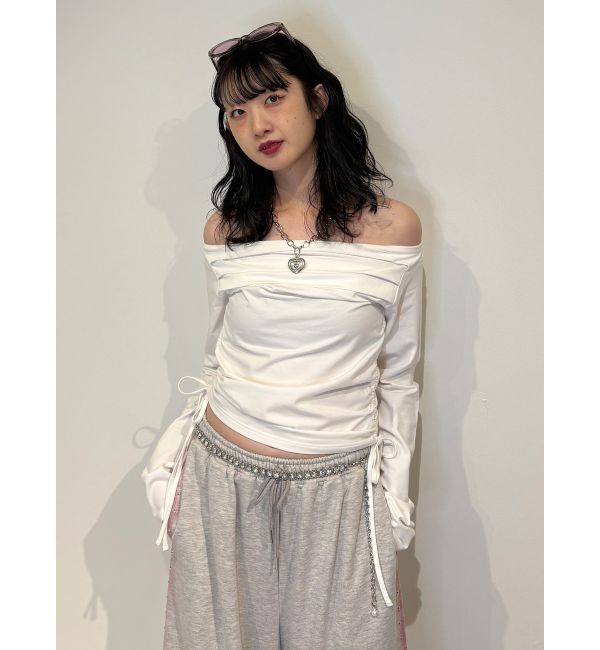 jouetie「オフショルギャザーカットソー」|Tシャツ・カットソー|オフホワイト