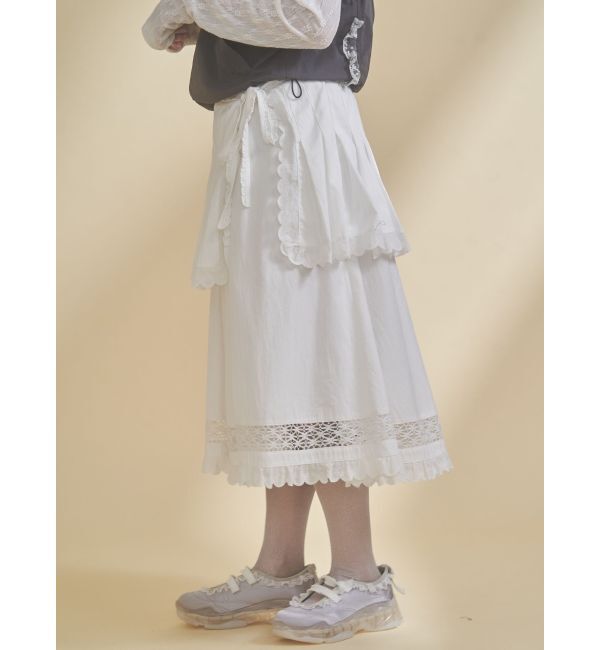merry jenny「pleats apron layered skirt」|スカート|