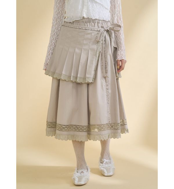 merry jenny「pleats apron layered skirt」|スカート|ベージュ