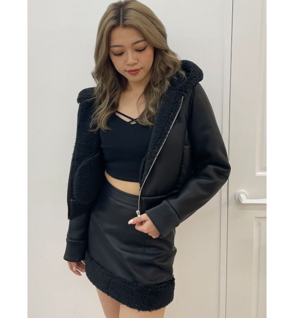 GYDA「フェイクレザーボアスカートライクショートパンツ【SETUP着用可】」|スカート|