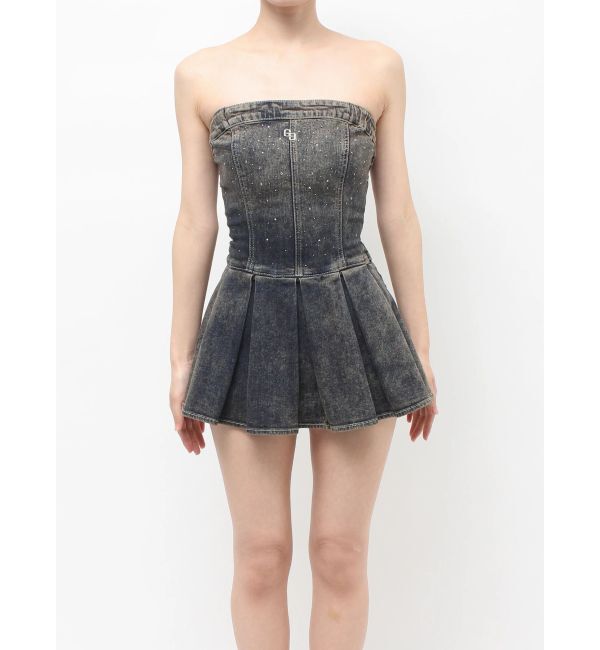GYDA「GG bijouデニムプリーツスカートライクミニワンピース」|ワンピース|