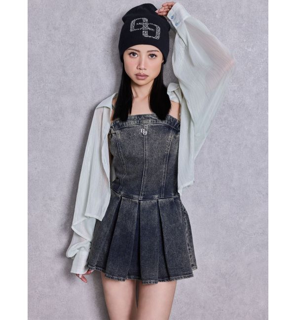 GYDA「GG bijouデニムプリーツスカートライクミニワンピース」|ワンピース|