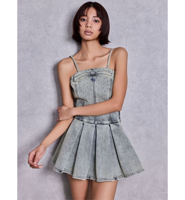 GYDA「GG bijouデニムプリーツスカートライクミニワンピース」|ワンピース|