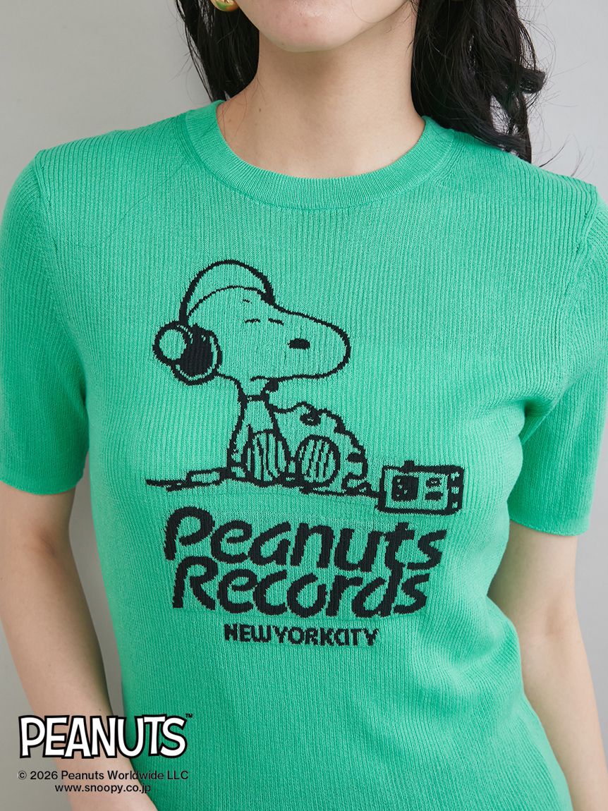 Mila Owen「【PEANUTS RECORDS】スヌーピージャガードリブニット」|ニット・セーター|