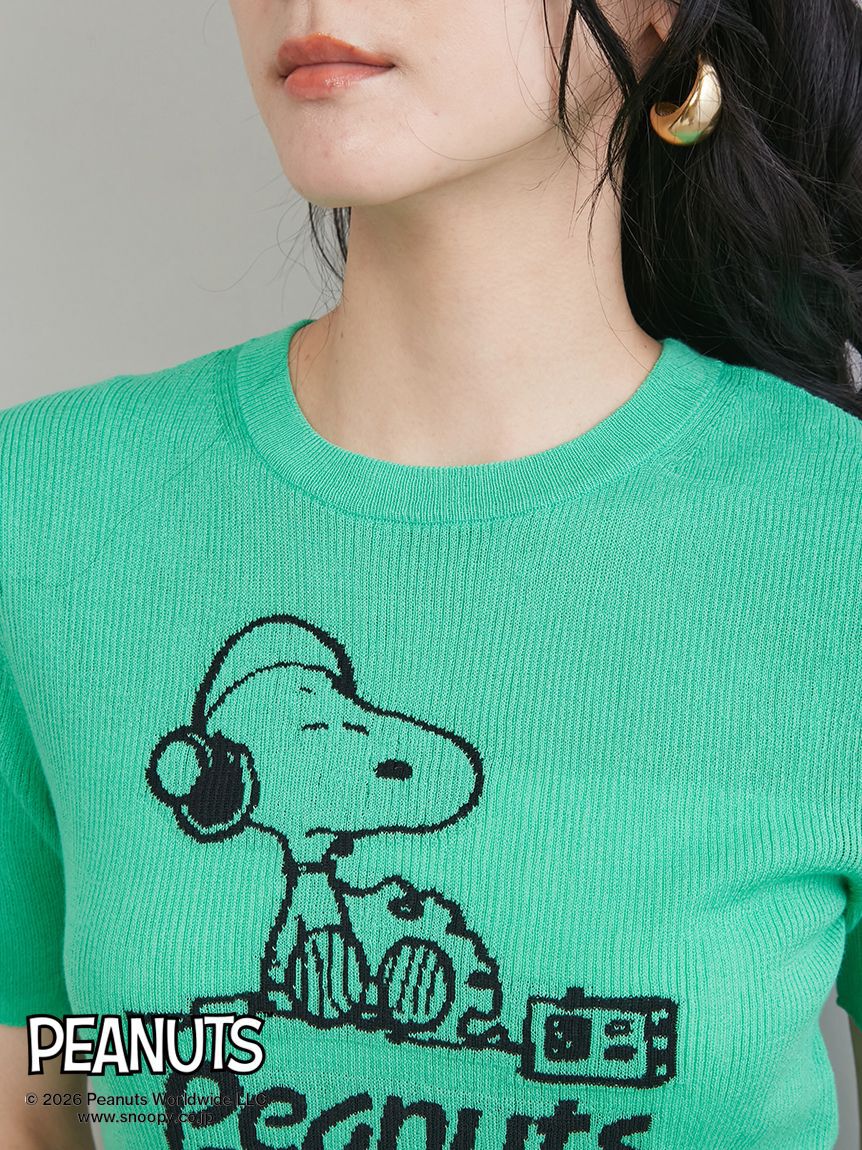 Mila Owen「【PEANUTS RECORDS】スヌーピージャガードリブニット」|ニット・セーター|