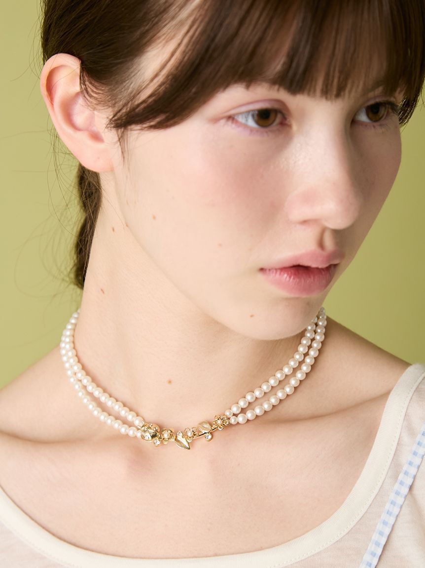 FURFUR「フラワーモチーフパールネックレス」|ネックレス|