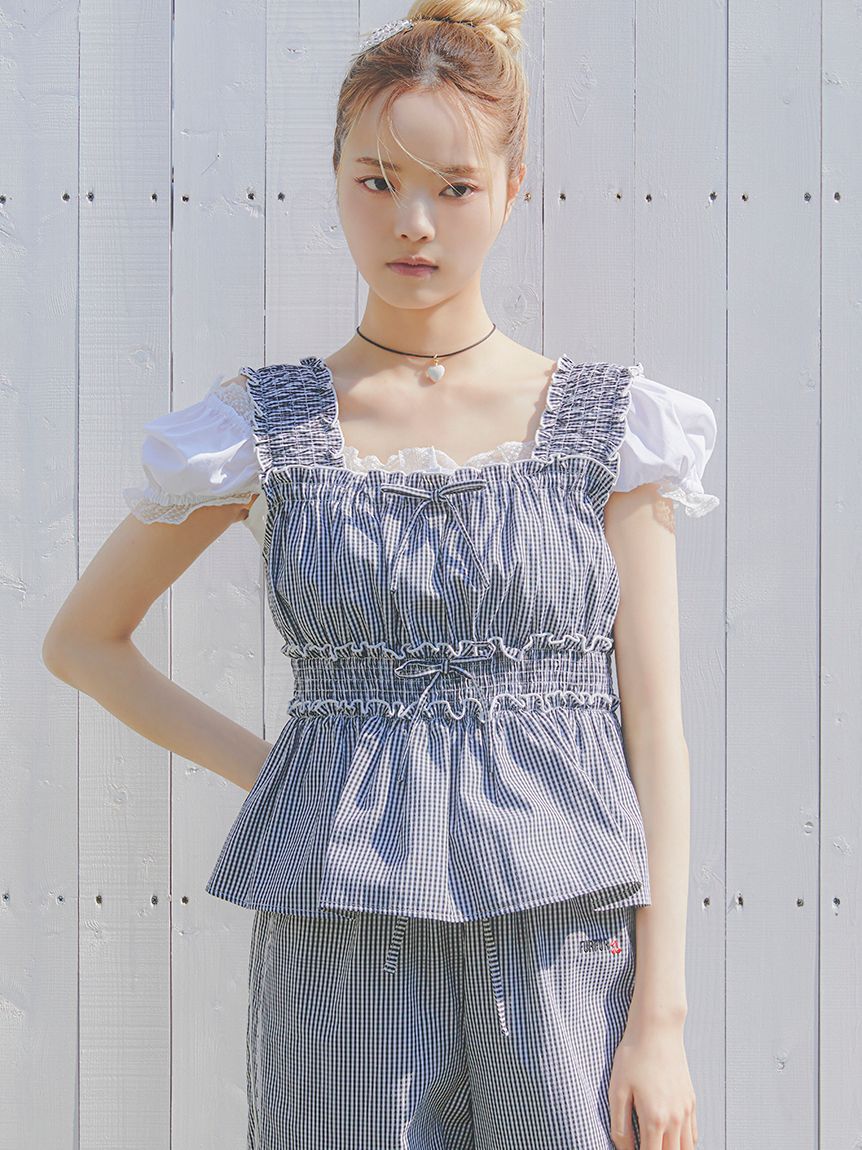 FURFUR「【WEB・一部店舗限定カラー】ギンガムチェックシャーリングブラウス」|シャツ・ブラウス|BLK