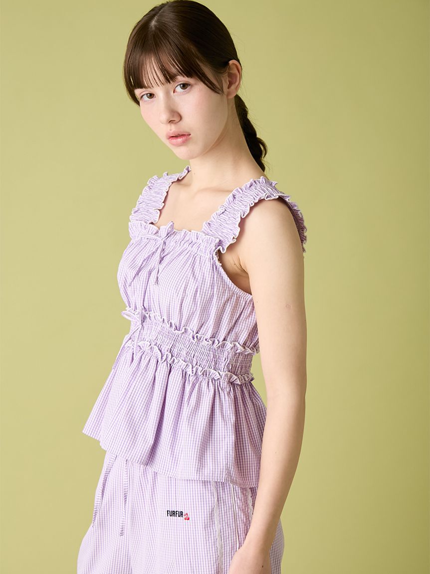 FURFUR「【WEB・一部店舗限定カラー】ギンガムチェックシャーリングブラウス」|シャツ・ブラウス|