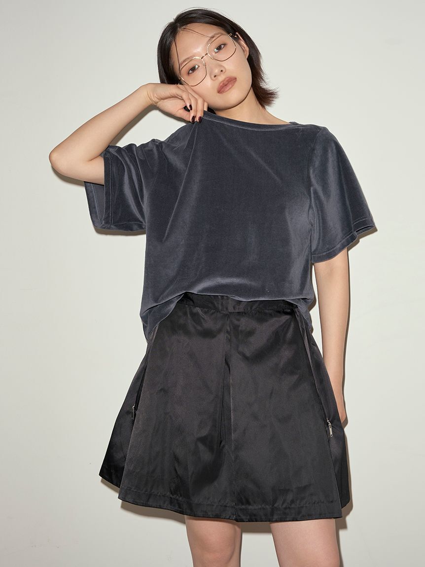 styling/「【WEB限定カラーあり】【セットアップ対応】アシンメトリーベロアトップス」|Tシャツ・カットソー|