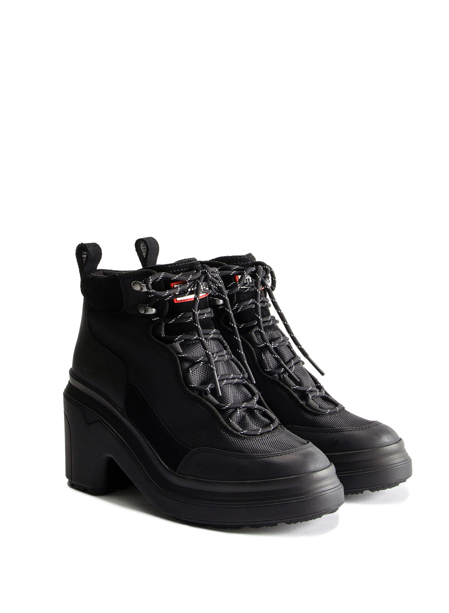 HUNTER「レディース エクスプローラー アンクル レースアップ ヒールブーツ」|ショートブーツ|