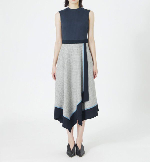  「ツイードブロッキングワンピース」|ワンピース|
