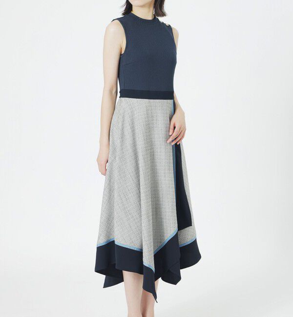  「ツイードブロッキングワンピース」|ワンピース|