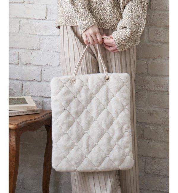 ikka「エコファーキルトマチなしトートバッグ」|その他|オフホワイト