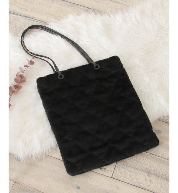 ikka「エコファーキルトマチなしトートバッグ」|その他|ブラック