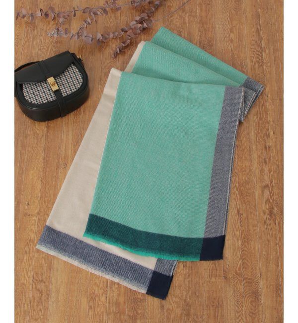 ikka「マルチブロッキングマフラー」|マフラー|グリーン