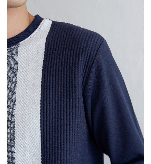 ikka「ブロックスジャガードクルーネック」|パーカー|