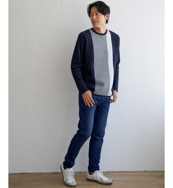 ikka「ブロックスジャガードクルーネック」|パーカー|