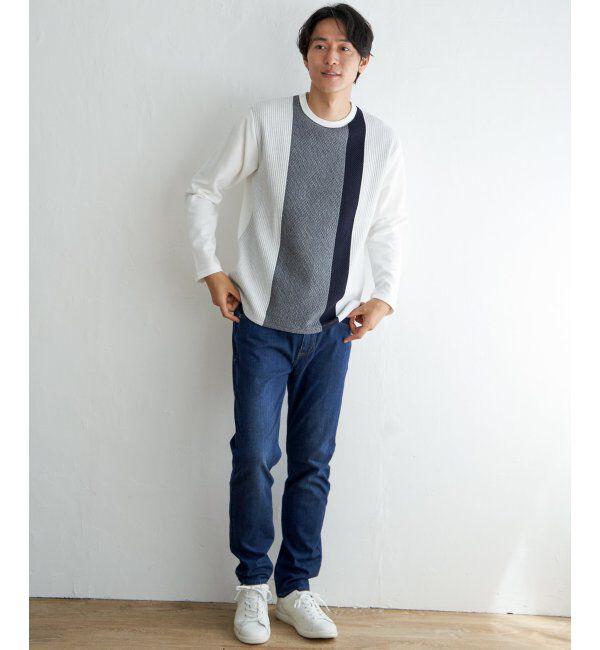 ikka「ブロックスジャガードクルーネック」|パーカー|