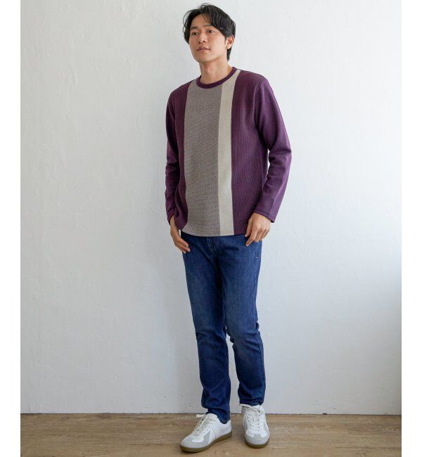 ikka「ブロックスジャガードクルーネック」|パーカー|