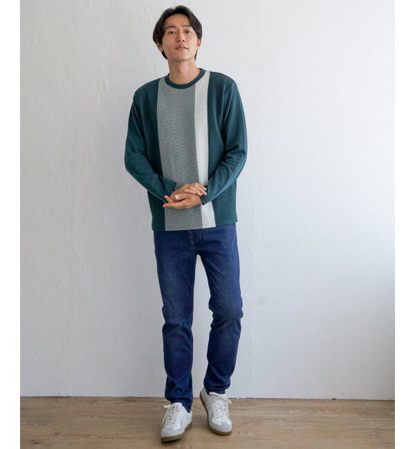 ikka「ブロックスジャガードクルーネック」|パーカー|