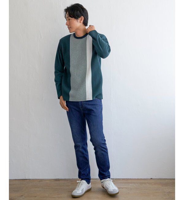 ikka「ブロックスジャガードクルーネック」|パーカー|