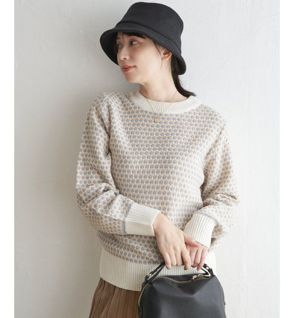 ikka「ツイード柄ニットプルオーバー」|プルオーバー|オフホワイト
