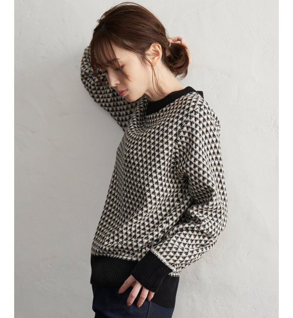 ikka「ツイード柄ニットプルオーバー」|プルオーバー|