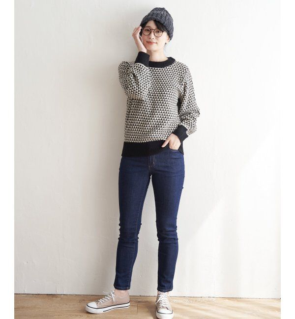 ikka「ツイード柄ニットプルオーバー」|プルオーバー|